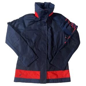 Nautica Women's Jacket Navy Windbreaker Sailing Jacket Coat Size Medium‎ Hooded